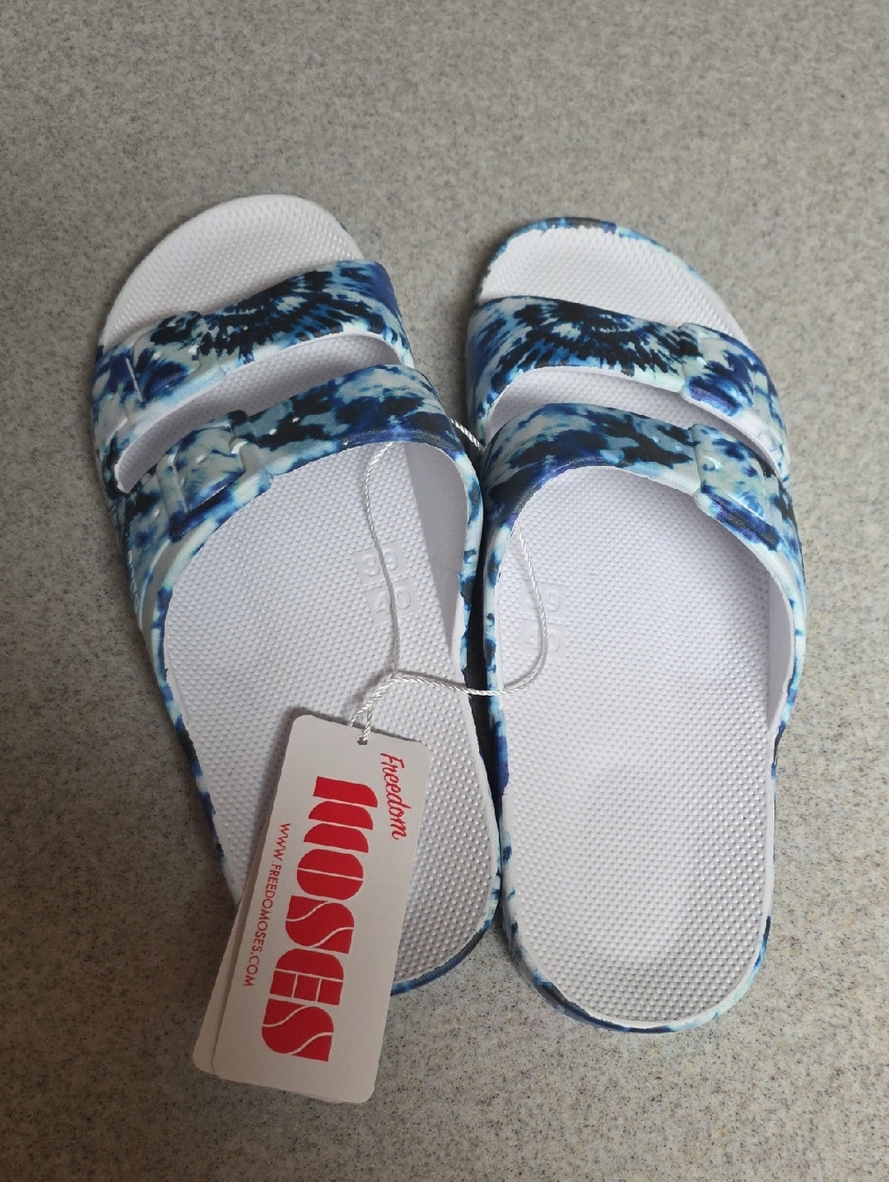 Mooses Blue Tie-Dye Double-Strap Slide Sandals